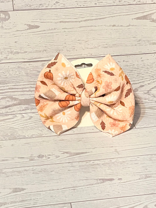 Pink Fall Pumpkin bow/headband