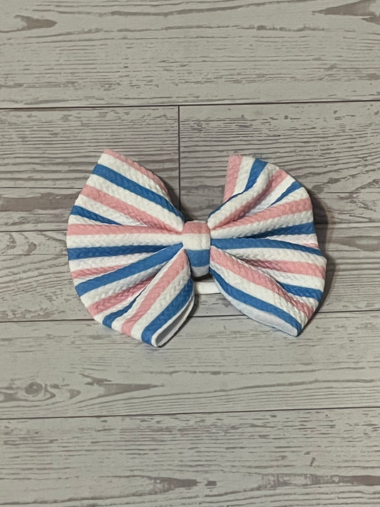 Pink blue&white striped headband