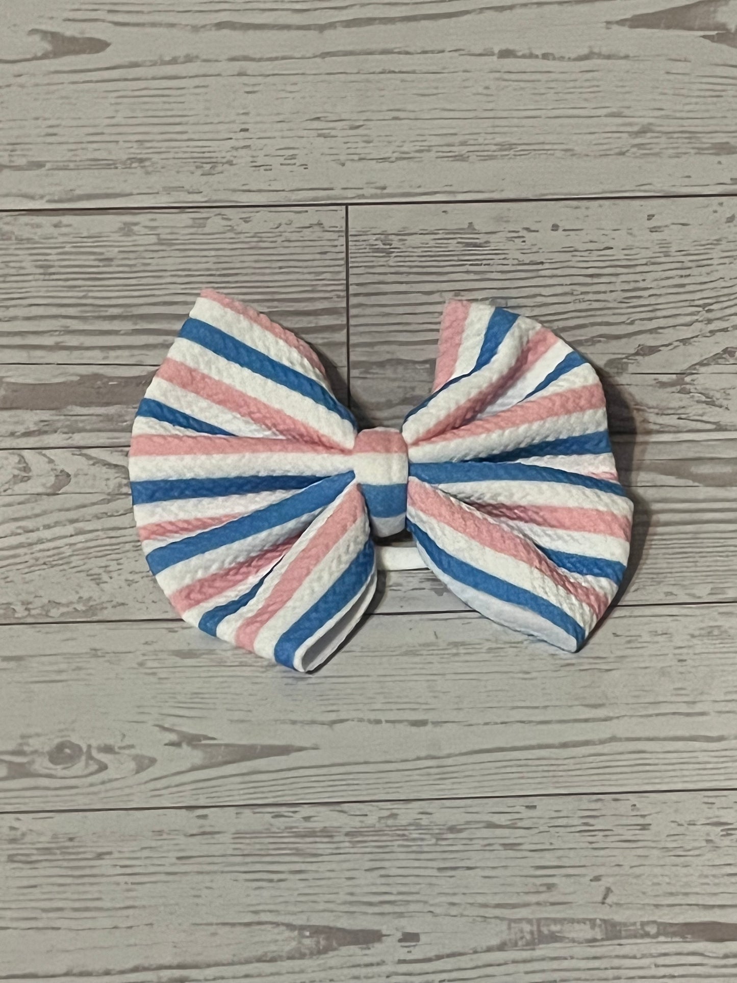 Pink blue&white striped headband